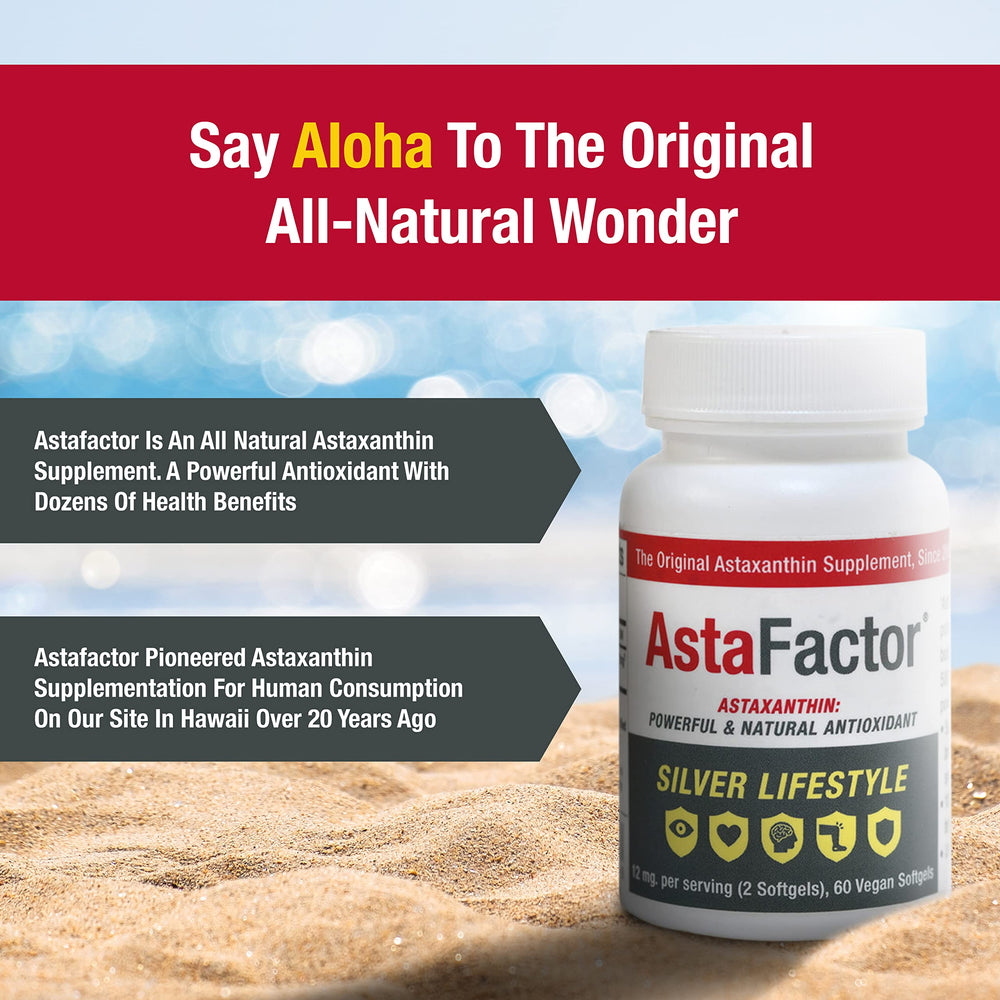 AstaFactor Silver softgels close-up emphasizing easy daily supplementation.