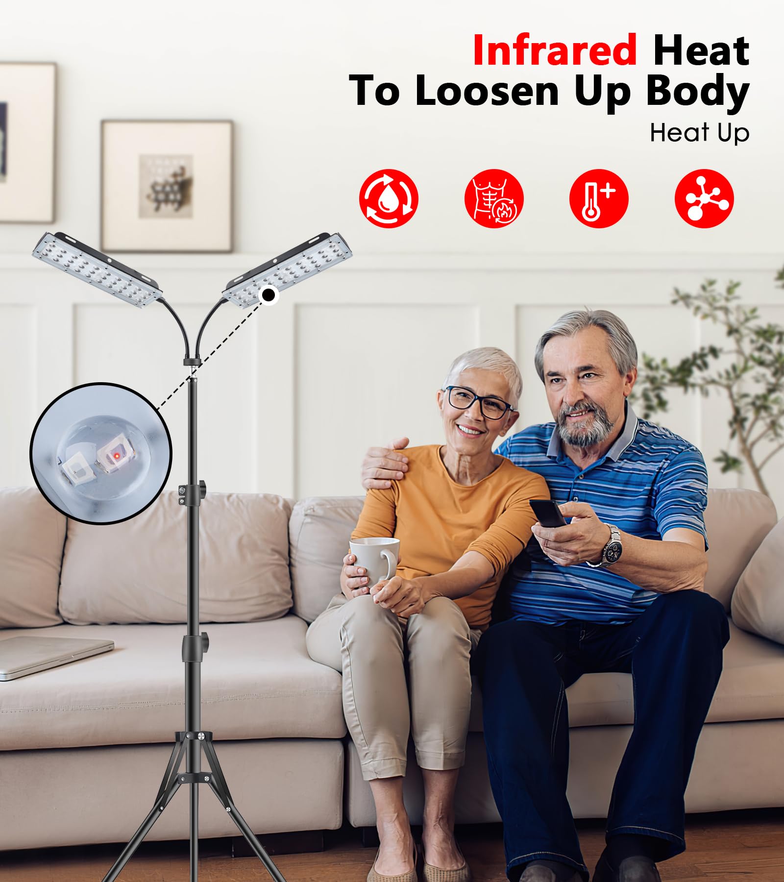 Astarexin dual-headed lamp on a stand offers flexible placement.