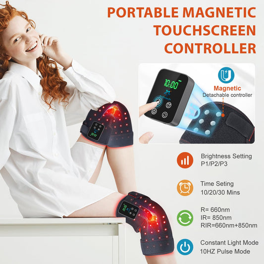 Astarexin knee wrap delivers 660nm red and 850nm infrared for surface and depth.