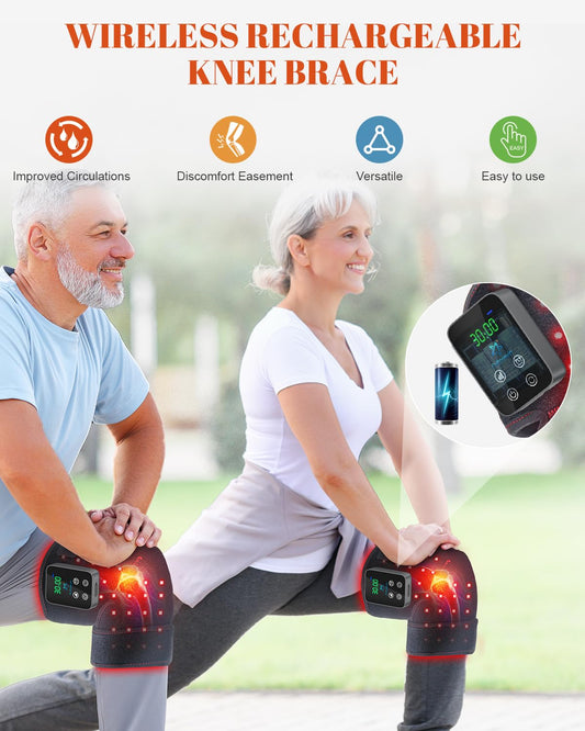 Astarexin knee wrap with battery pack for cordless therapy on the go.
