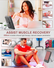 Astarexin red light panel targets arms and legs for full-body wellness sessions.