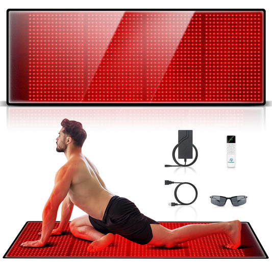 Astarexin red light therapy mat with 1440 LEDs for full-body coverage and relaxation.