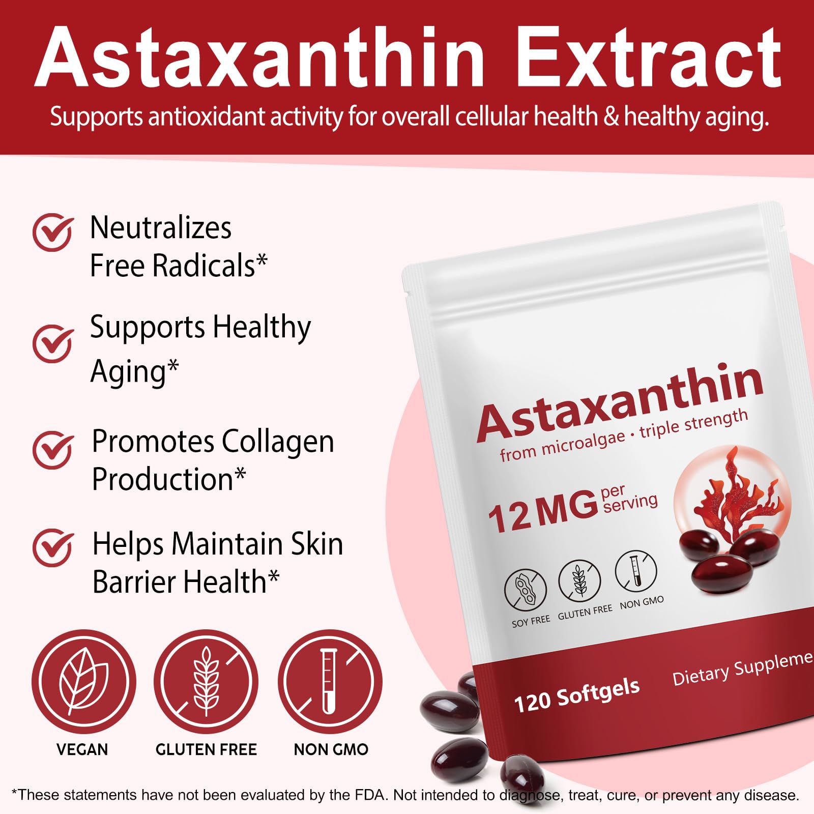 Astaxanthin Supplements joint support softgel aids comfortable movement after activity