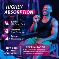 Asumtal Creatine Monohydrate Gummies male athlete during workout emphasizes strong performance.