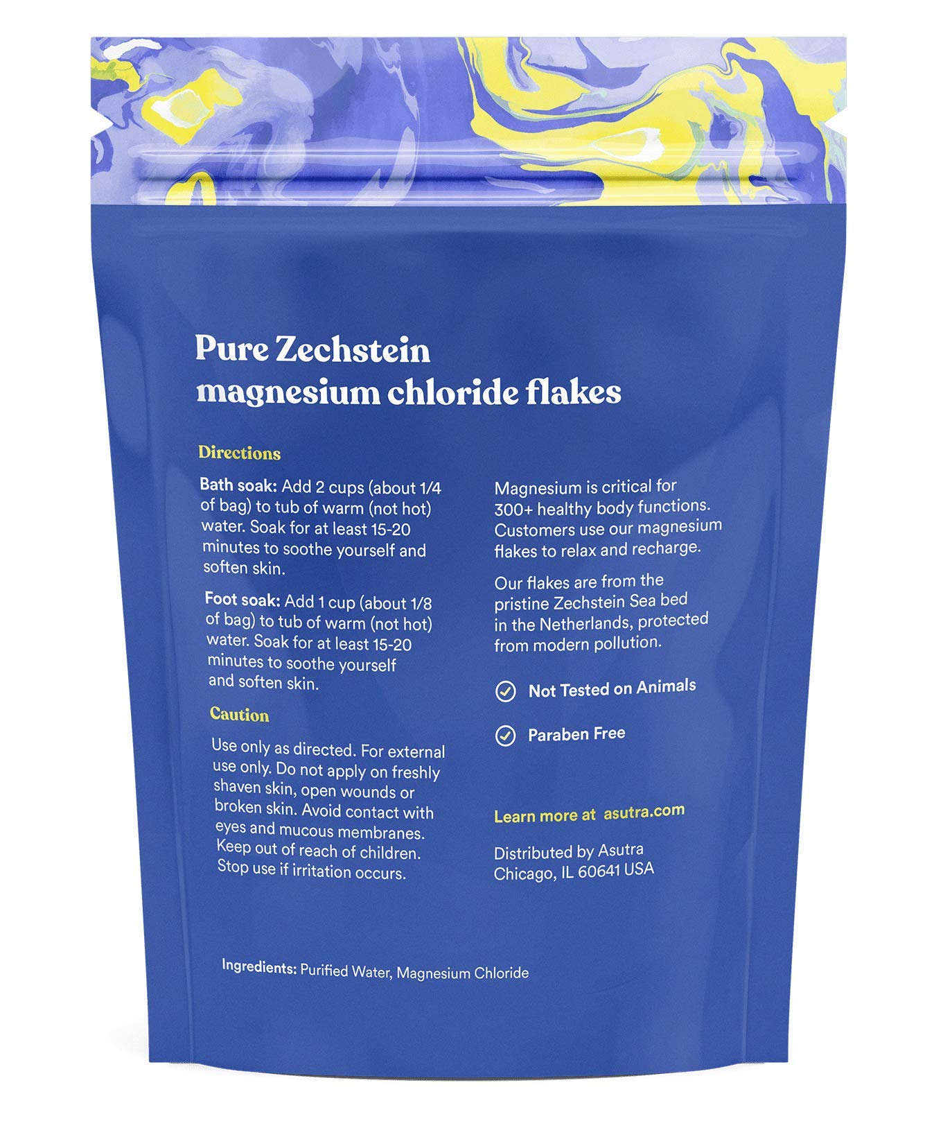 ASUTRA foot soak flakes to refresh tired feet after a long day.