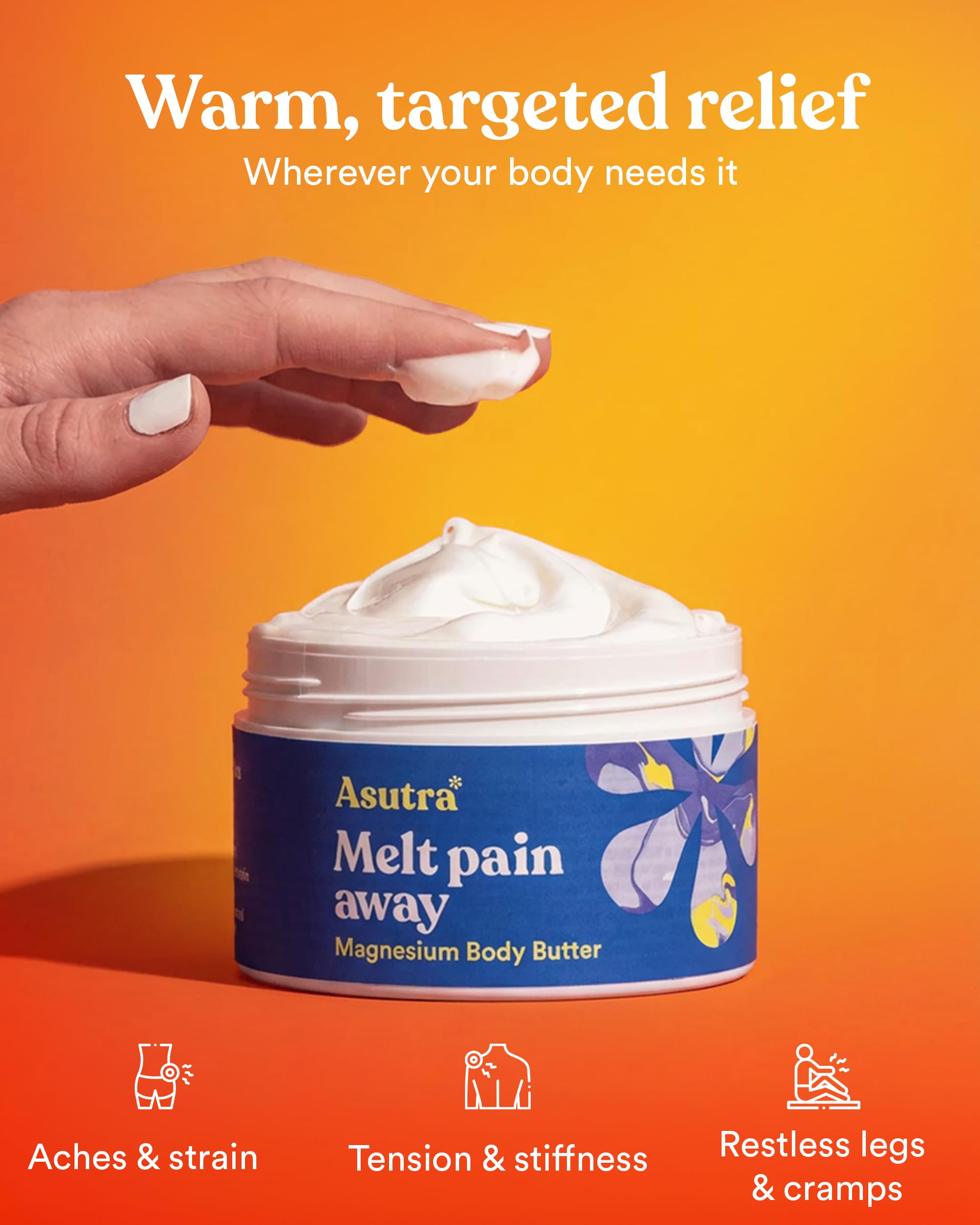 ASUTRA Melt Pain Away magnesium relief calms tense shoulders and back.