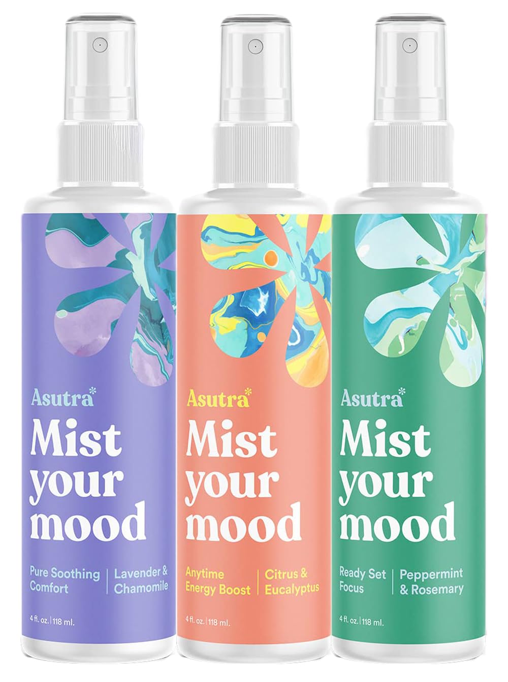 ASUTRA lavender-chamomile spray for calming nighttime scent.