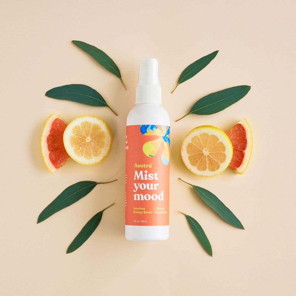 ASUTRA peppermint-rosemary spray to support focus during work or study.