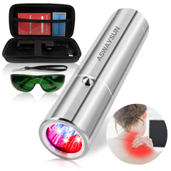 ASWAYSUN red light therapy device front view showing compact design for body relief