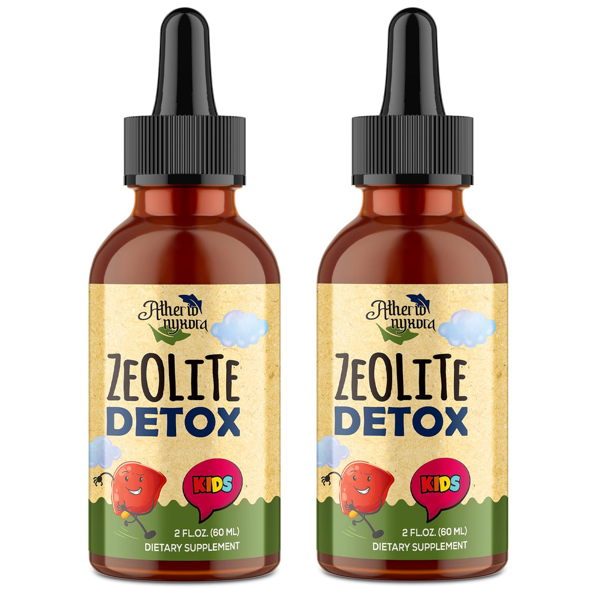 Atherionyxora Zeolite Detox for Kids bottle with a natural, kid-friendly formula.