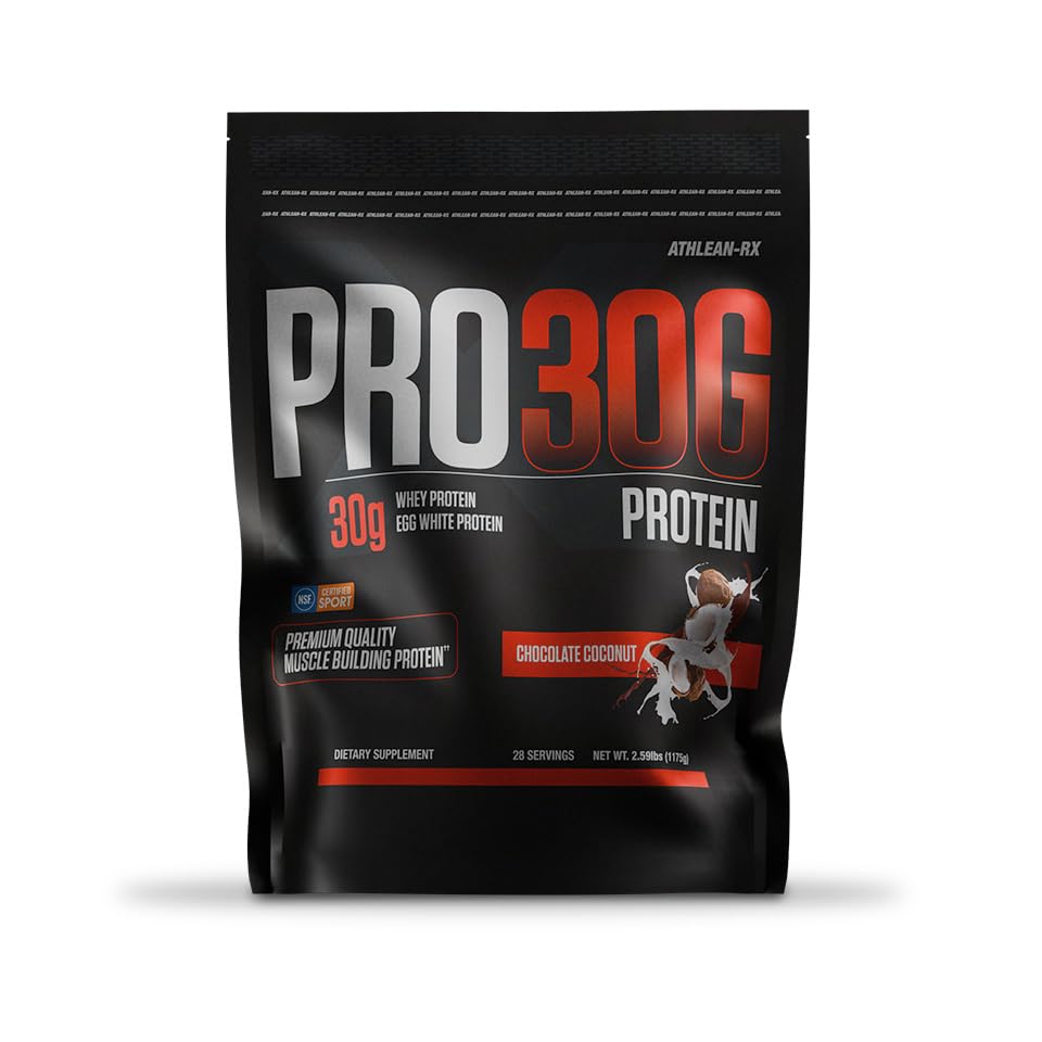Athlean-RX PRO-30G easy mix whey for smooth shakes with water or milk.
