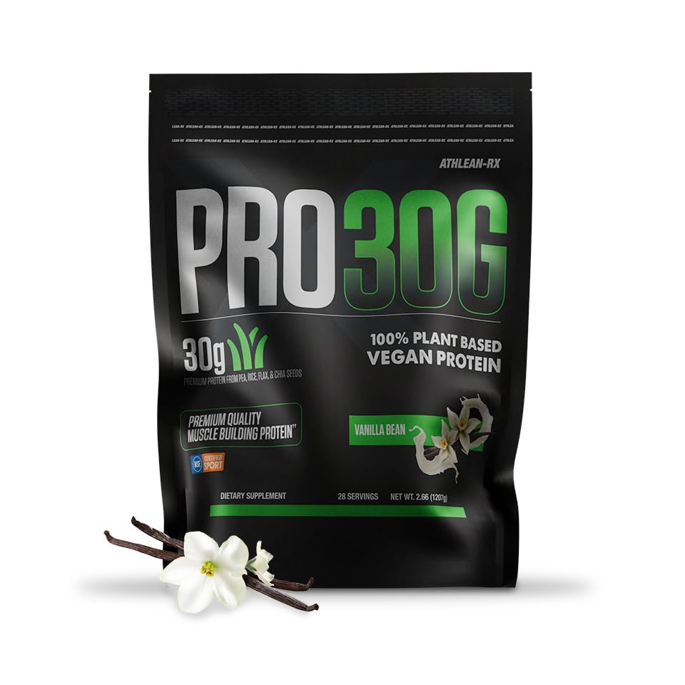 ATHLEAN-RX PRO 30G Vegan Protein Powder tub front highlighting plant-based protein for recovery.