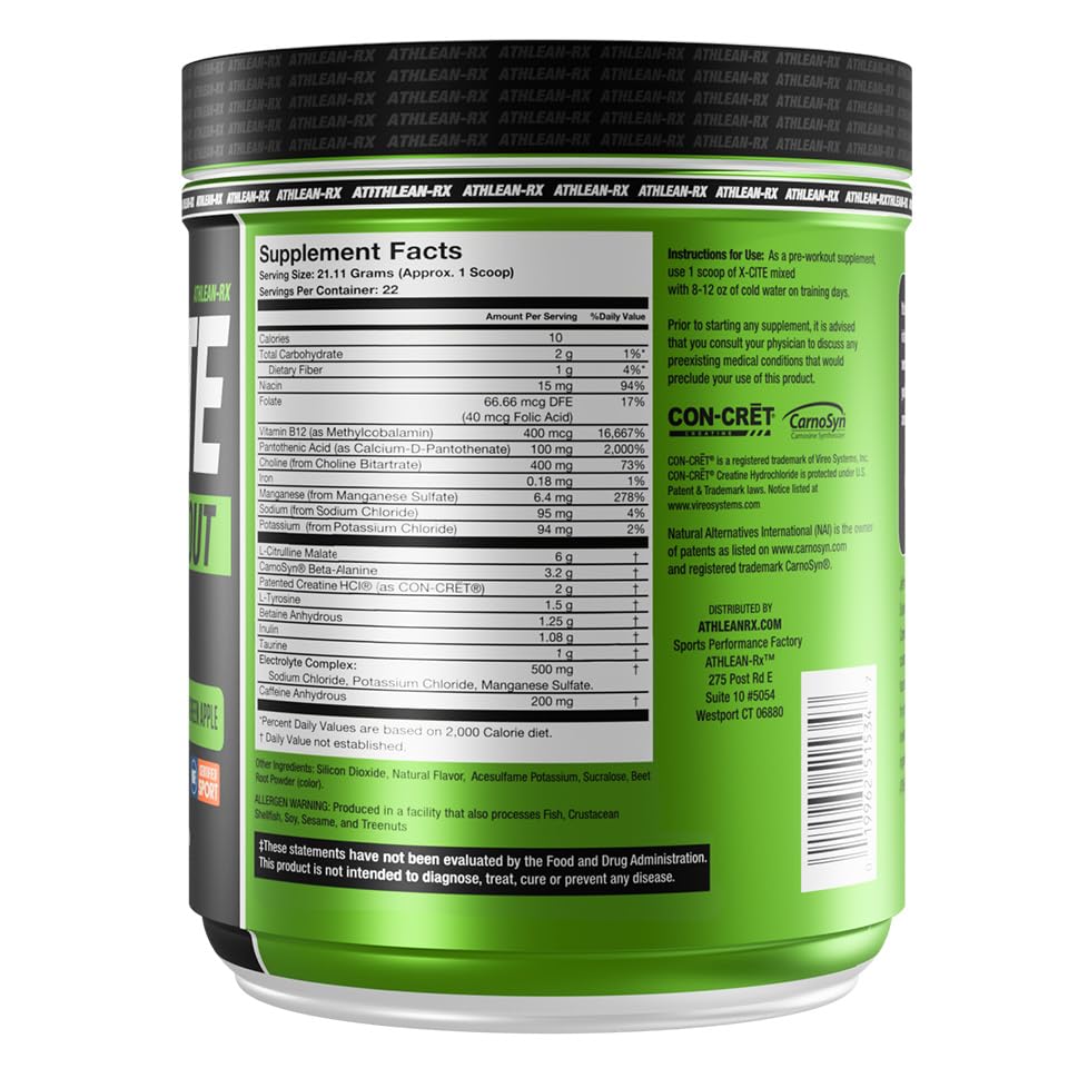 ATHLEAN-RX X-CITE beta-alanine and creatine blend for enduring performance.