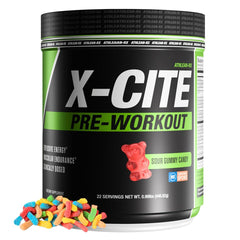 AthLEAN-RX X-CITE bottle closeup for sustained workout energy.