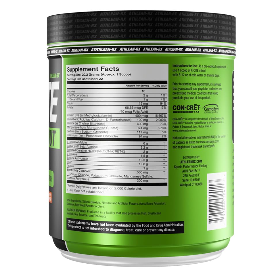 ATHLEAN-RX X-CITE powder scoop showing easy measurement for quick mix