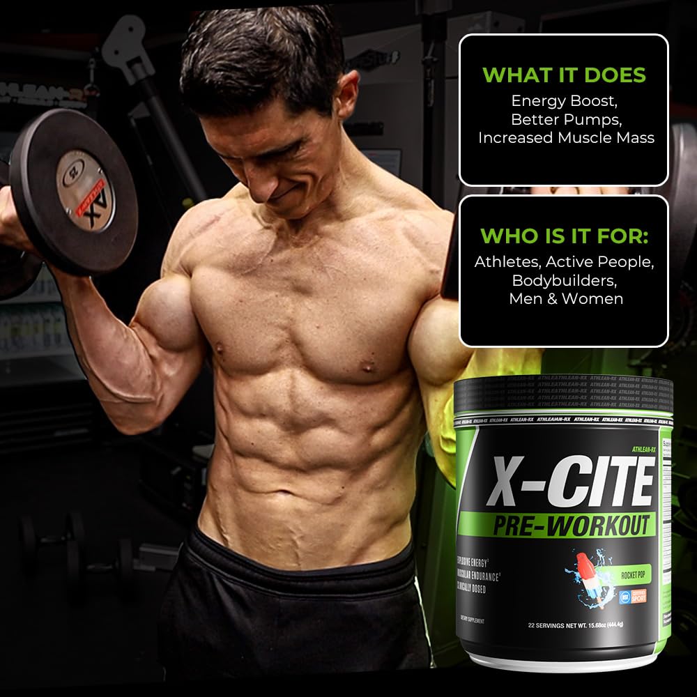 ATHLEAN-RX X-CITE rocket-pop glass with refreshing energy boost
