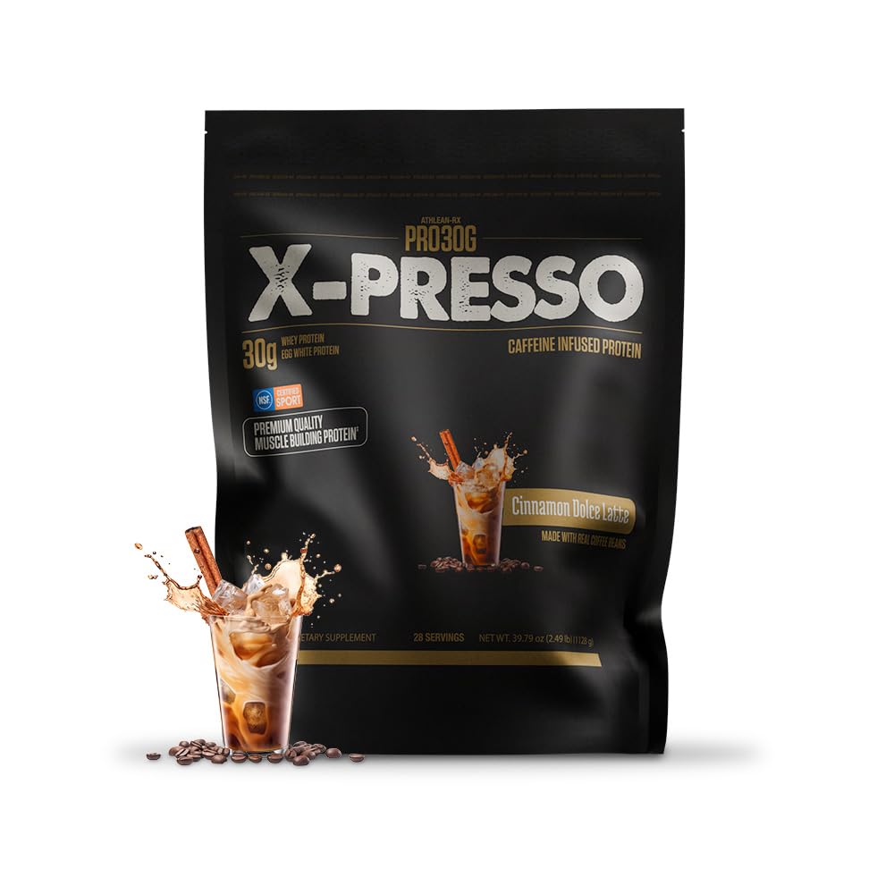 ATHLEAN-RX Xpresso bottle ready for shake with cinnamon latte flavor and energy.