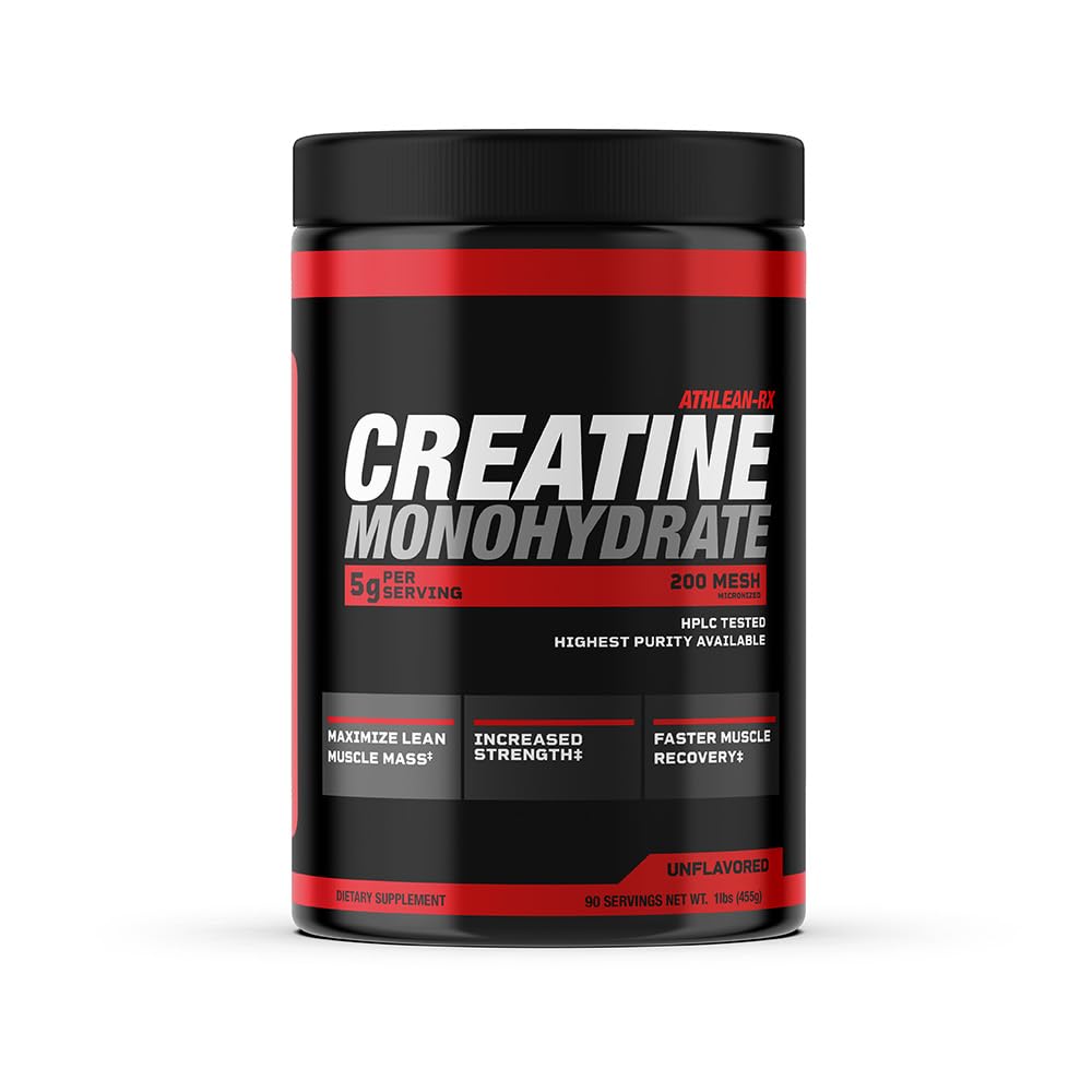 ATHLEAN-X X-CREATINE tub front label highlighting the pure micronized creatine for athletes