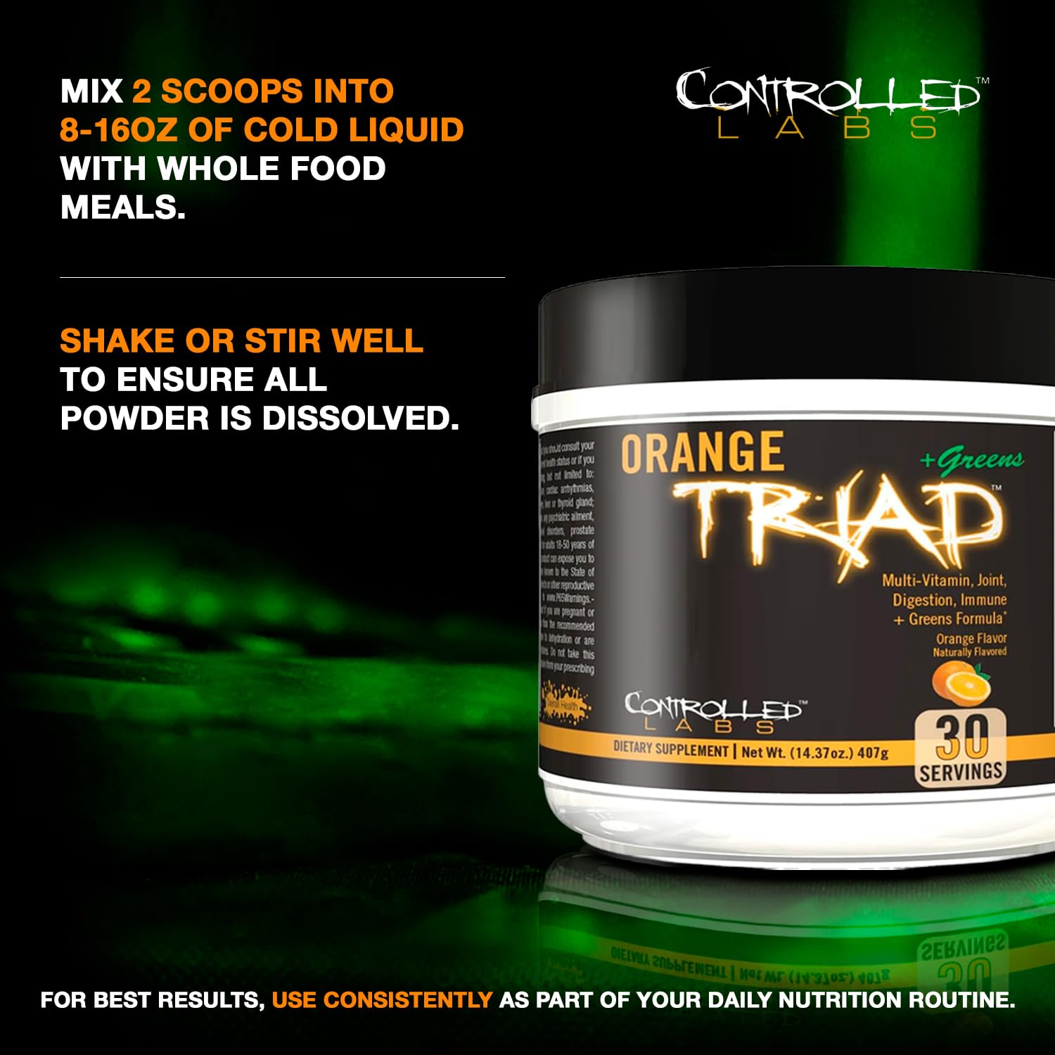 Athlete using Orange Triad Plus Greens during training session