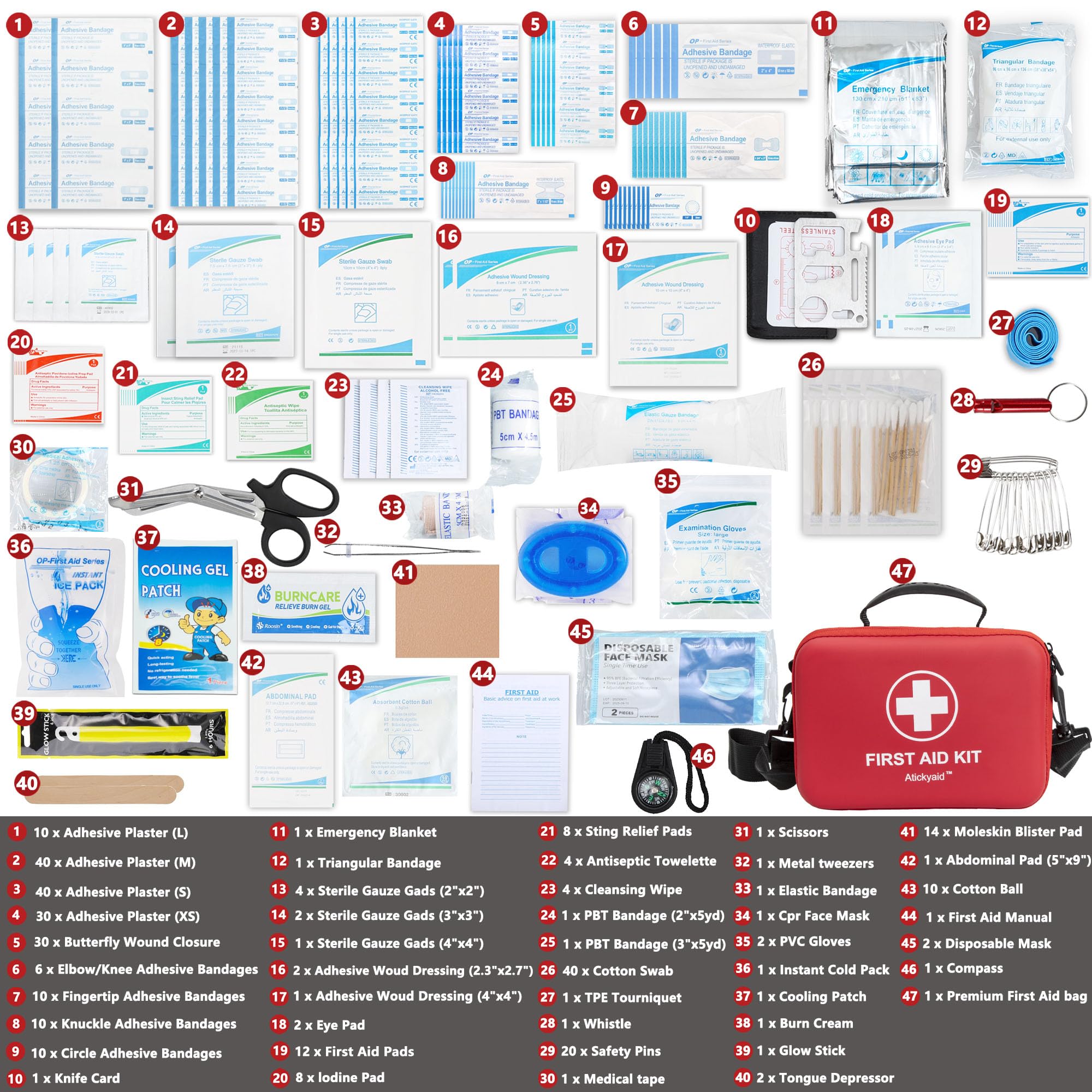 Atickyaid First Aid Kit with detachable shoulder strap for hands-free carry.