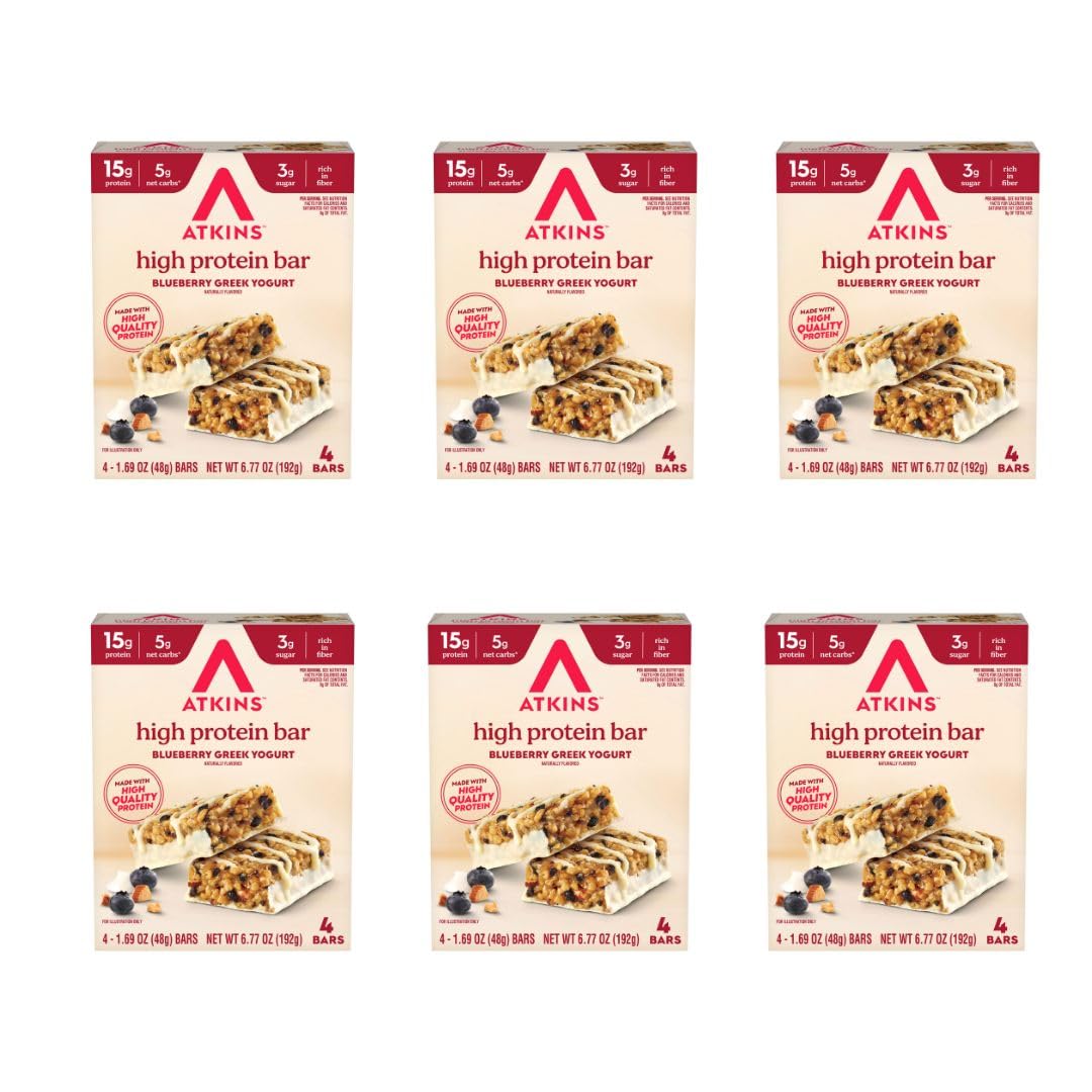 Atkins Blueberry Greek Yogurt Bar wrapped for grab-and-go snacking