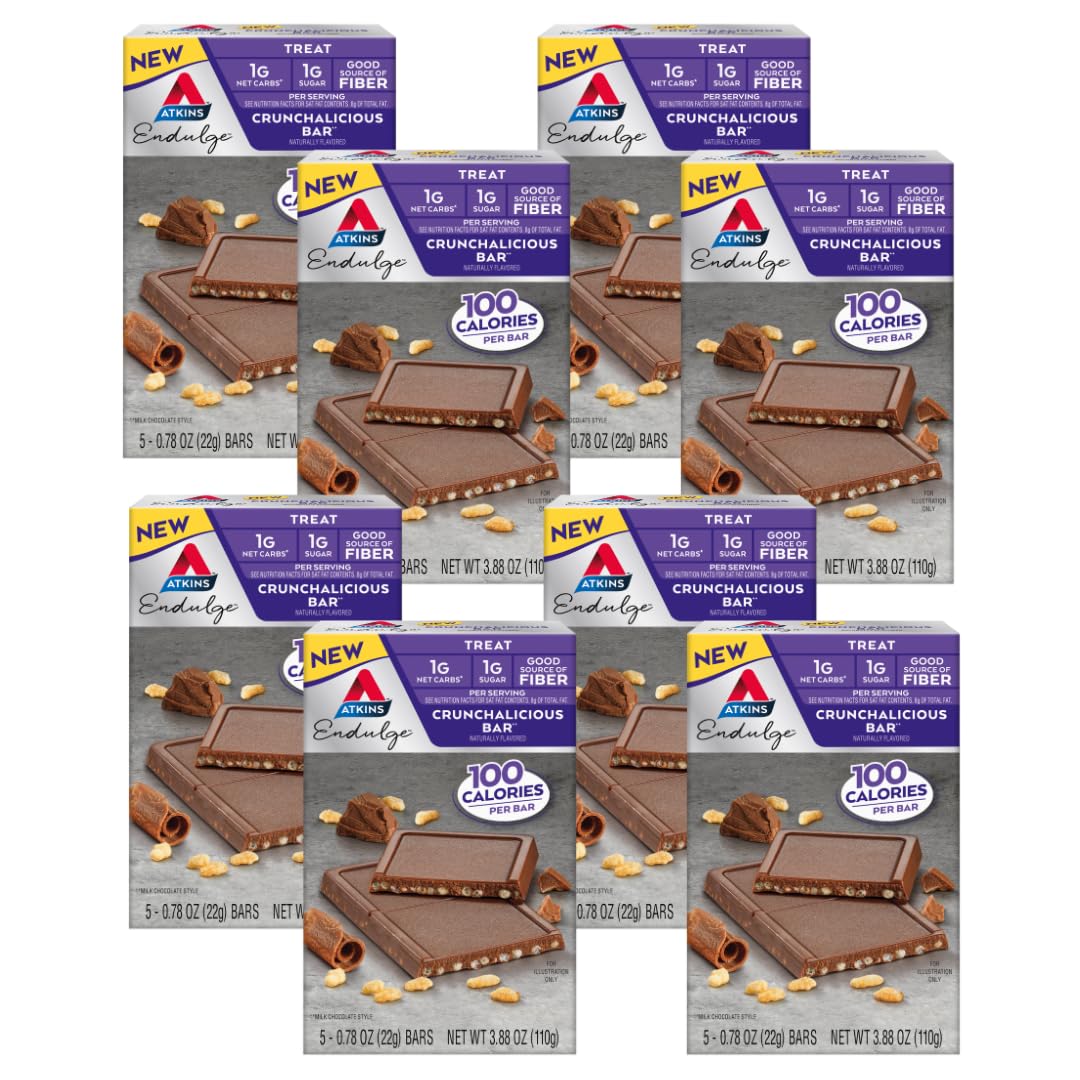 Atkins Endulge Crunchalicious bar with chocolate coating for a keto-friendly snack