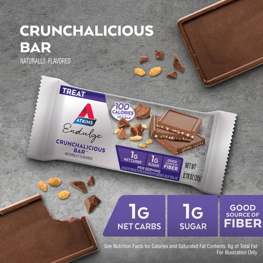 Atkins Endulge Crunchalicious bar crisp texture delivers a satisfying bite