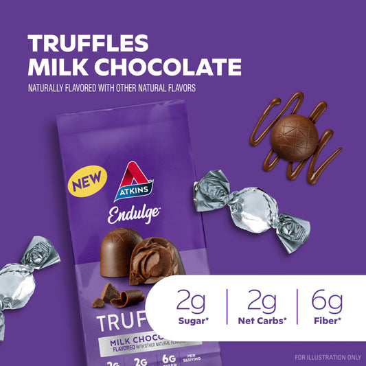 Atkins Endulge truffles ganache center revealed, creamy reward with low sugar.