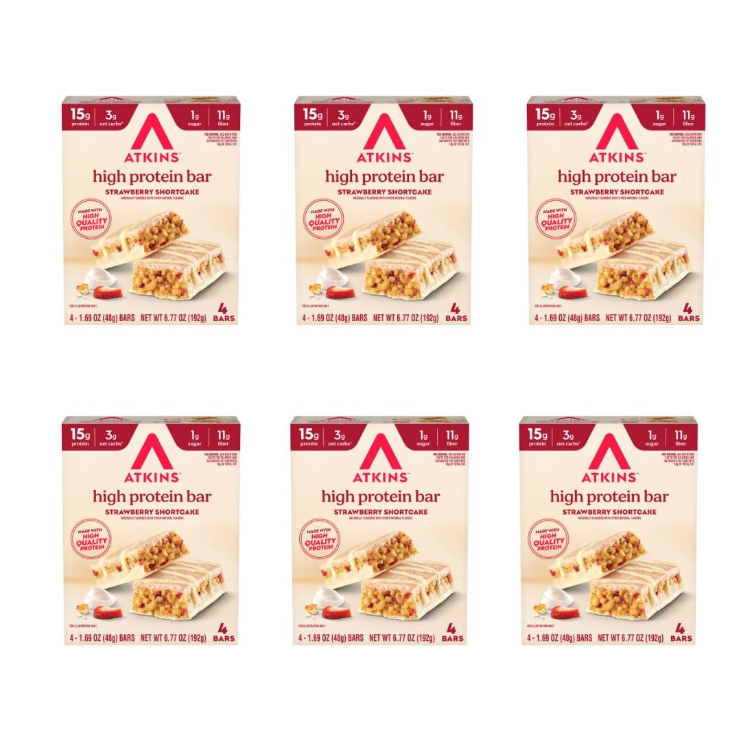 Atkins strawberry shortcake bar packaging for on-the-go keto snacking