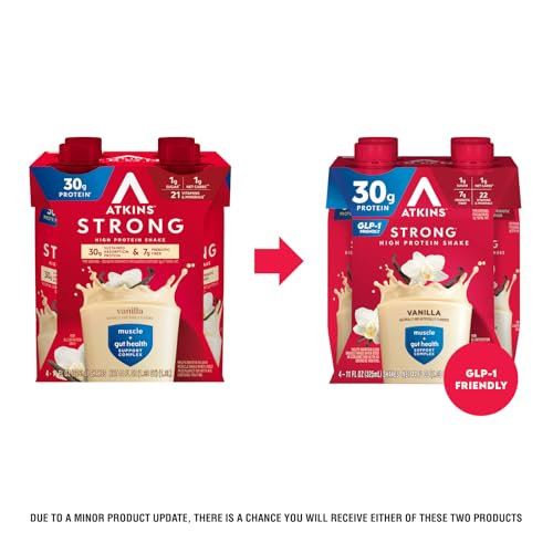 Close-up of creamy Atkins Strong Vanilla Shake highlighting rich vanilla flavor