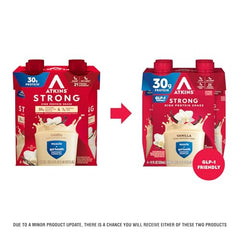Close-up of creamy Atkins Strong Vanilla Shake highlighting rich vanilla flavor