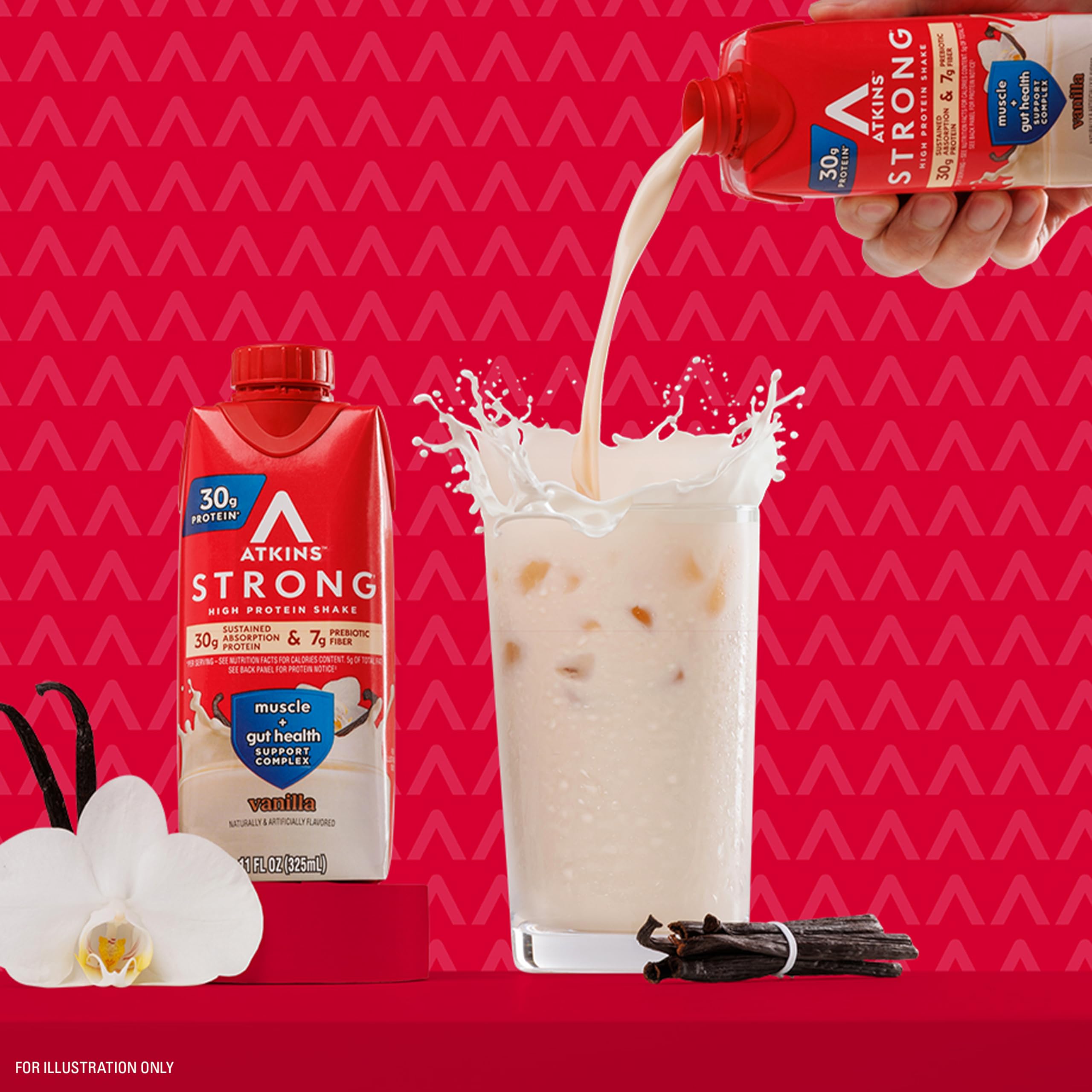 Gluten-free label on Atkins Strong Vanilla Shake bottle