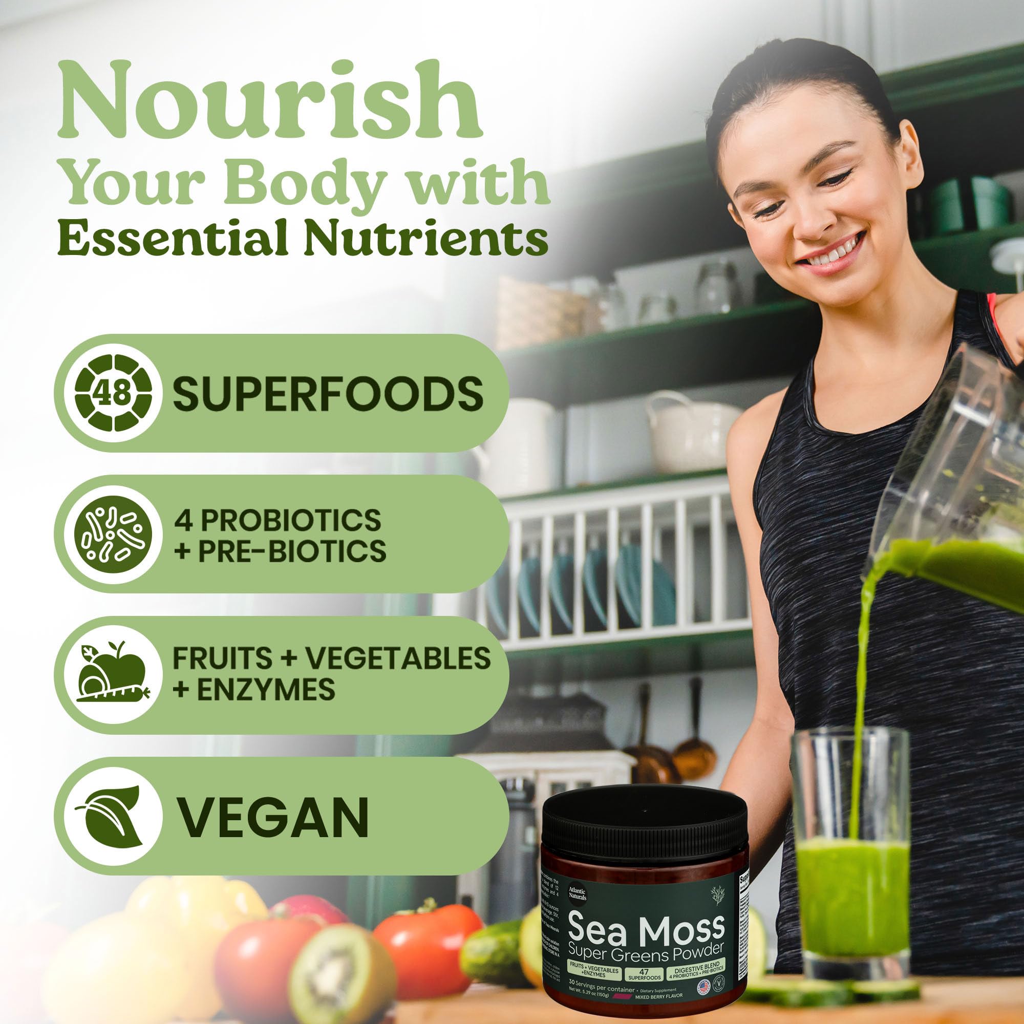 Atlantic Naturals Daily Green Smoothie idea demonstrates quick nutrient boost