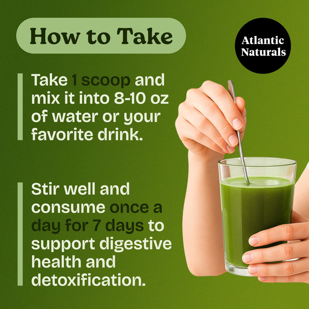 Atlantic Naturals Sea Moss 7-Colon Cleanse glass with pineapple drink