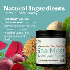 Atlantic Naturals glow-friendly sea moss blend supports skin hydration and radiance.
