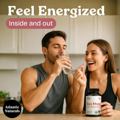 Atlantic Naturals Sea Moss with Beet Root bottle and clear label for easy dosing