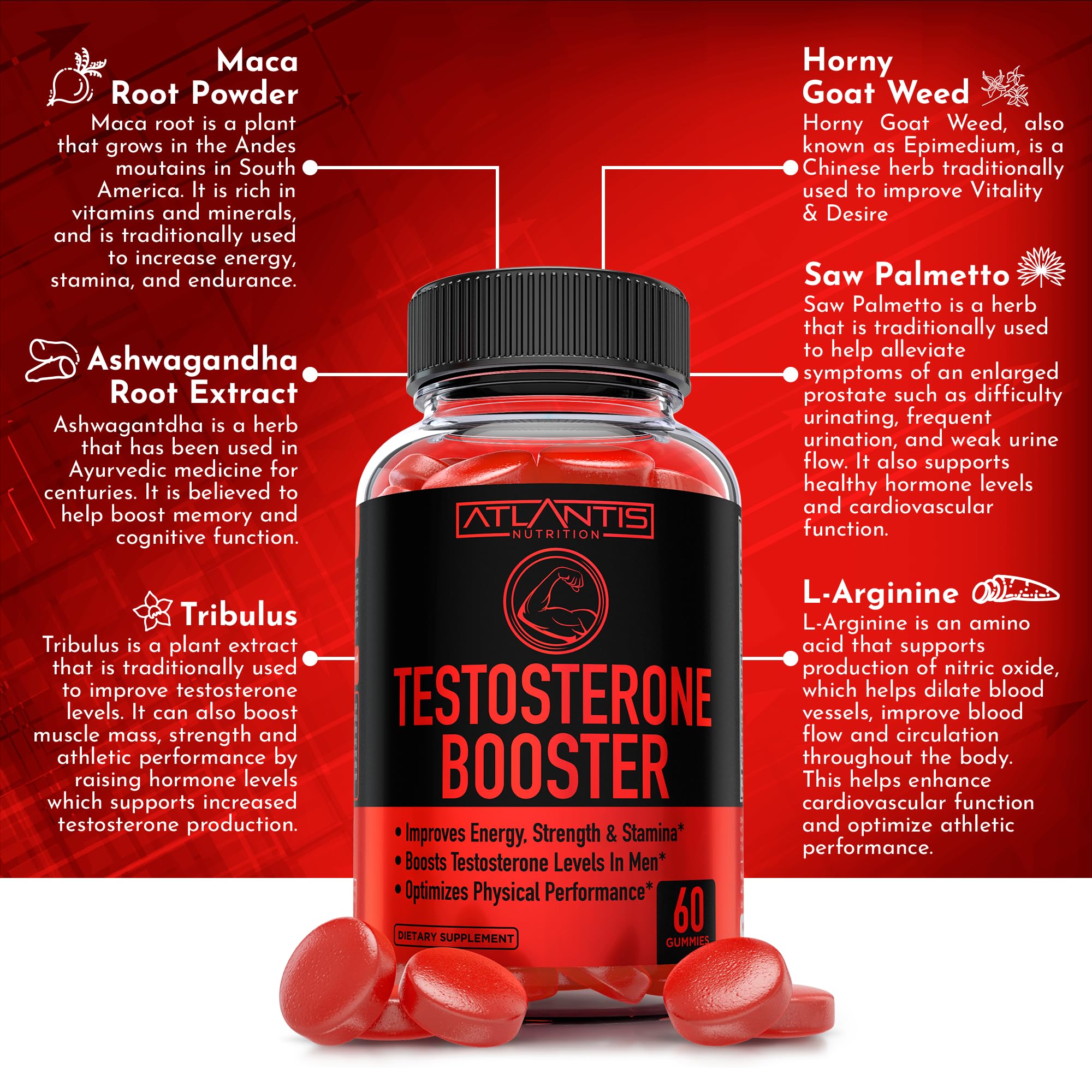 Atlantis Nutrition gummy bottle beside activewear for at-home support
