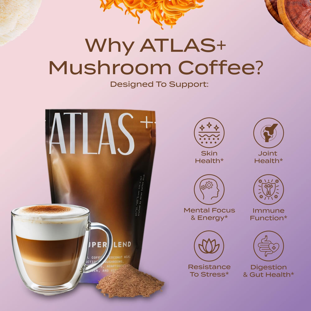 Atlas Coffee Club Latte Superblend scoop for a convenient one tablespoon serving