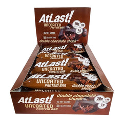 AtLast Double Chocolate Chunk protein bar wrapped for on-the-go snacking.