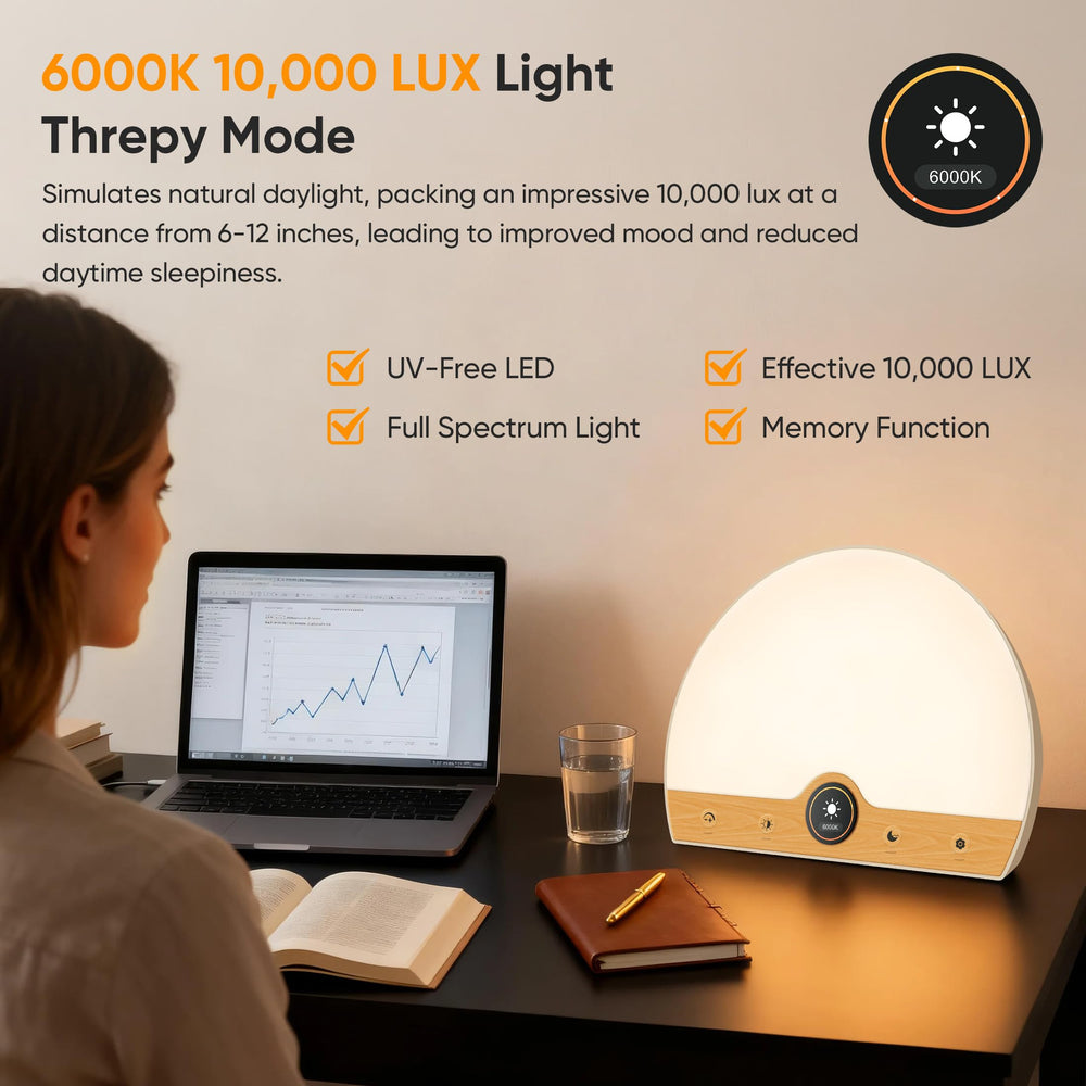 ATOROBROS Light Therapy Lamp offers brightness adjustable from 10% to 100% for comfort
