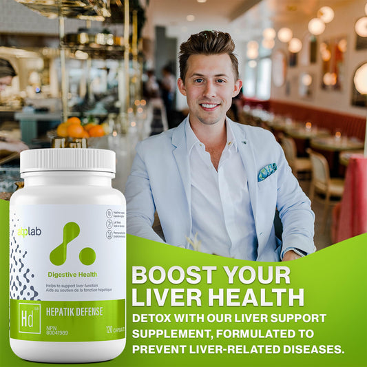 ATP LAB Hepatik Defense bottle side shows dosage and serving details
