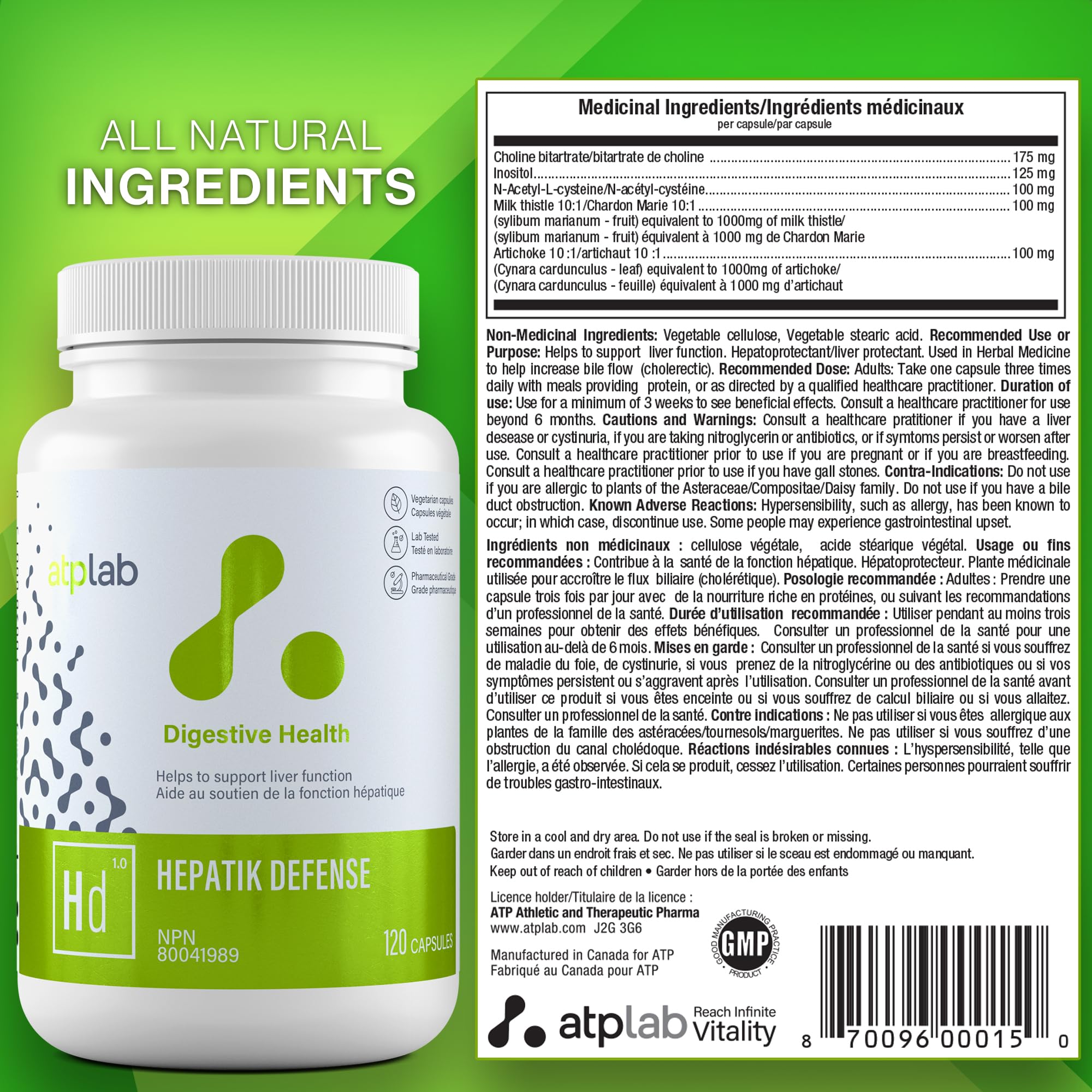ATP LAB Hepatik Defense capsules in hand convey easy daily dosing