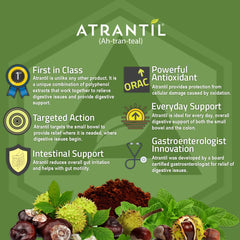 Atrantil capsules with meals scene, showcasing convenient use during food.