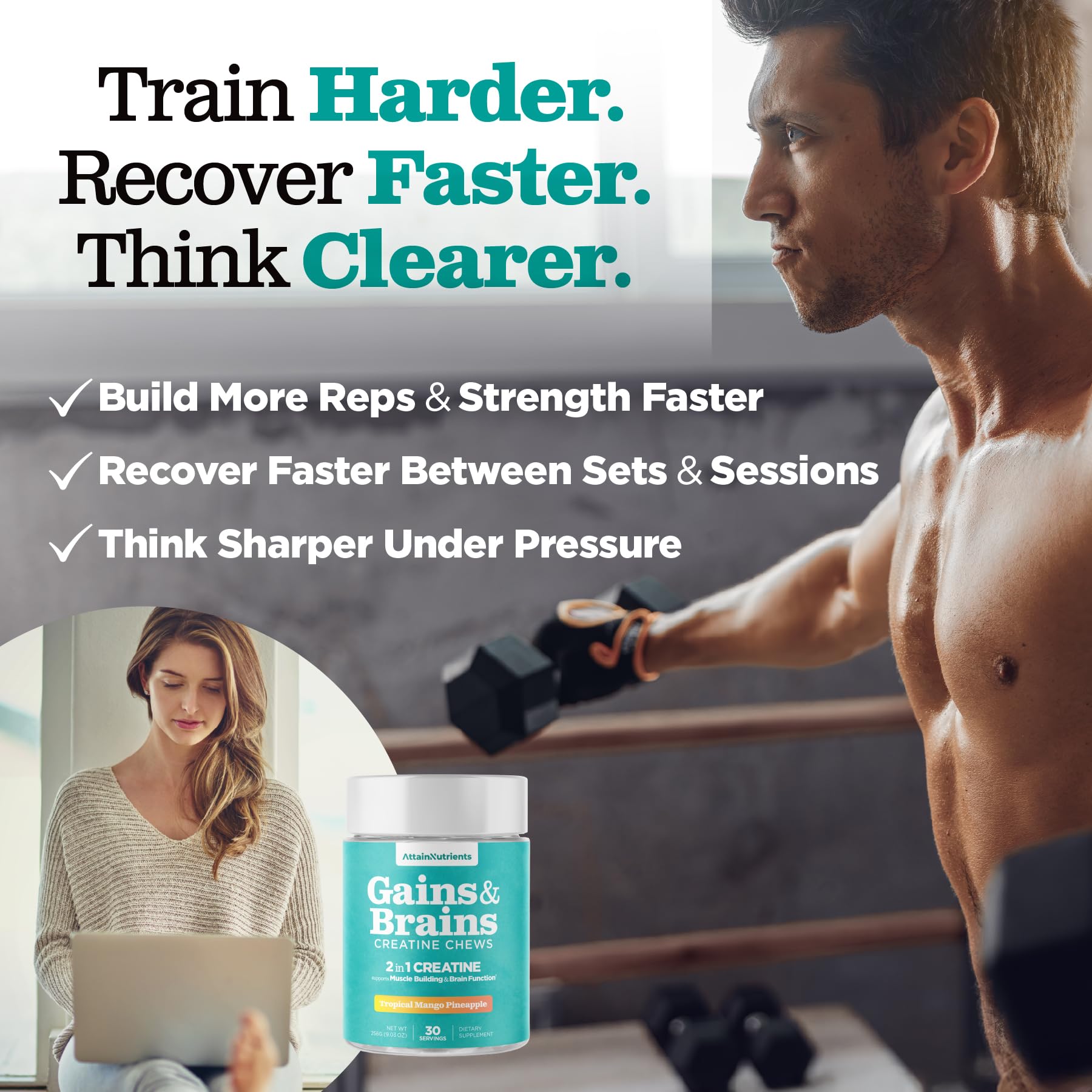 Attain Nutrients tropical mango flavor chews ready to enjoy.