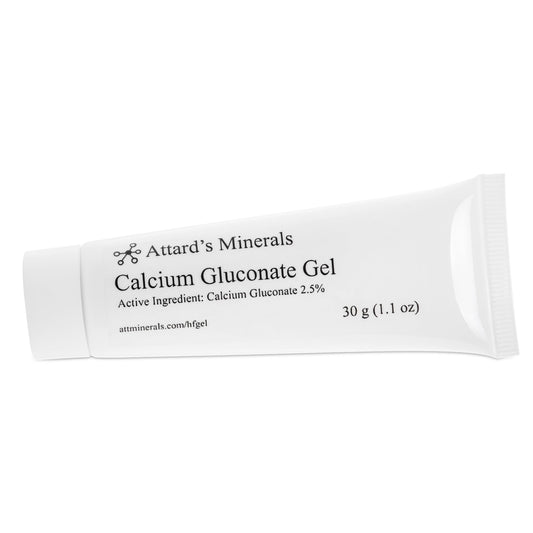 Attard's Minerals Calcium Gluconate Gel 2.5% neutralizes hydrofluoric acid burns on skin.