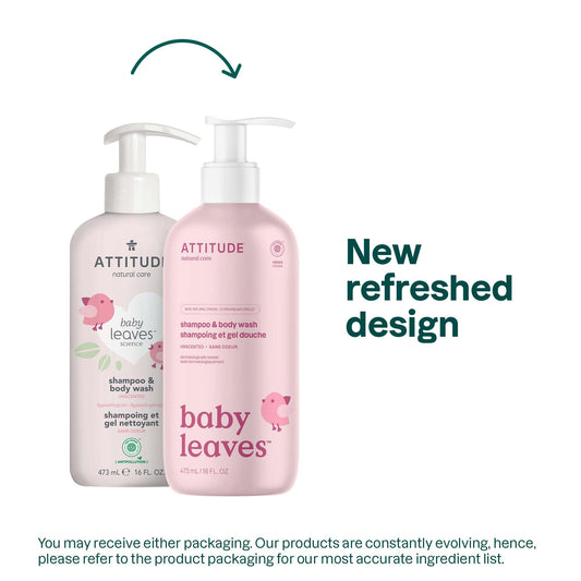 ATTITUDE Baby 2-in-1 label close-up, 97% natural-origin ingredients.