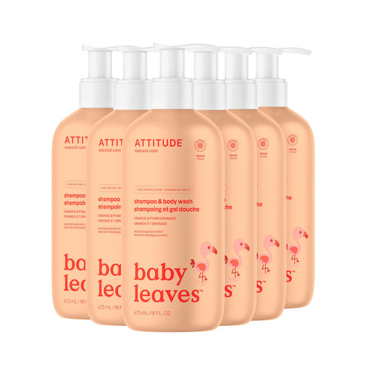 ATTITUDE Baby 2-in-1 bottle front view, gentle cleansing for delicate skin.