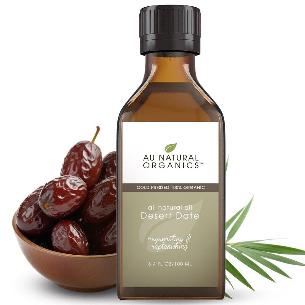 Au Natural Organics Desert Date Oil bottle ready for skin and hair care.