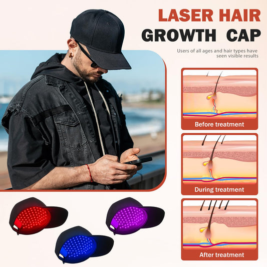 Close-up of 650nm laser diodes on the Auarwood cap for scalp phototherapy.