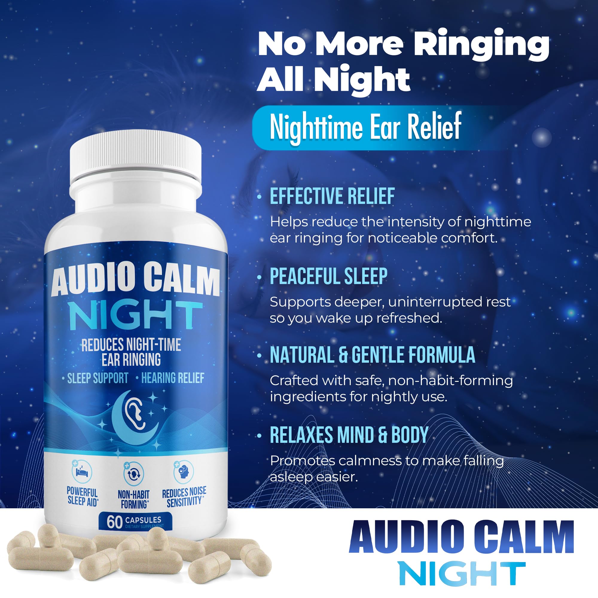 Audio Calm Night on bedside table evokes restful sleep ambiance